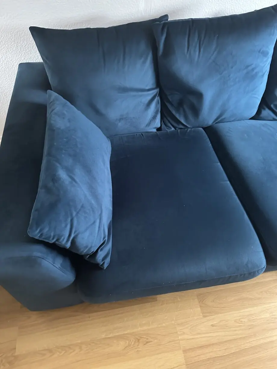 Dfs plush velvet corner sofa and footstool