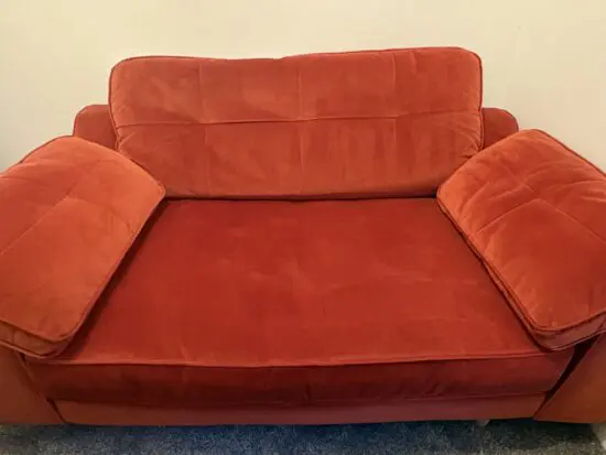 DFS Burnt Orange Kent Velvet Cuddler Sofa