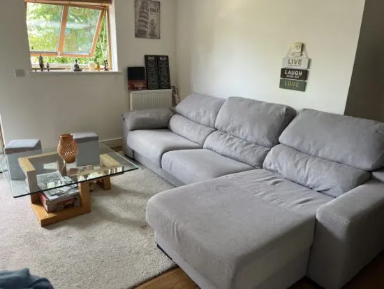 Sofa bed with storage and stools