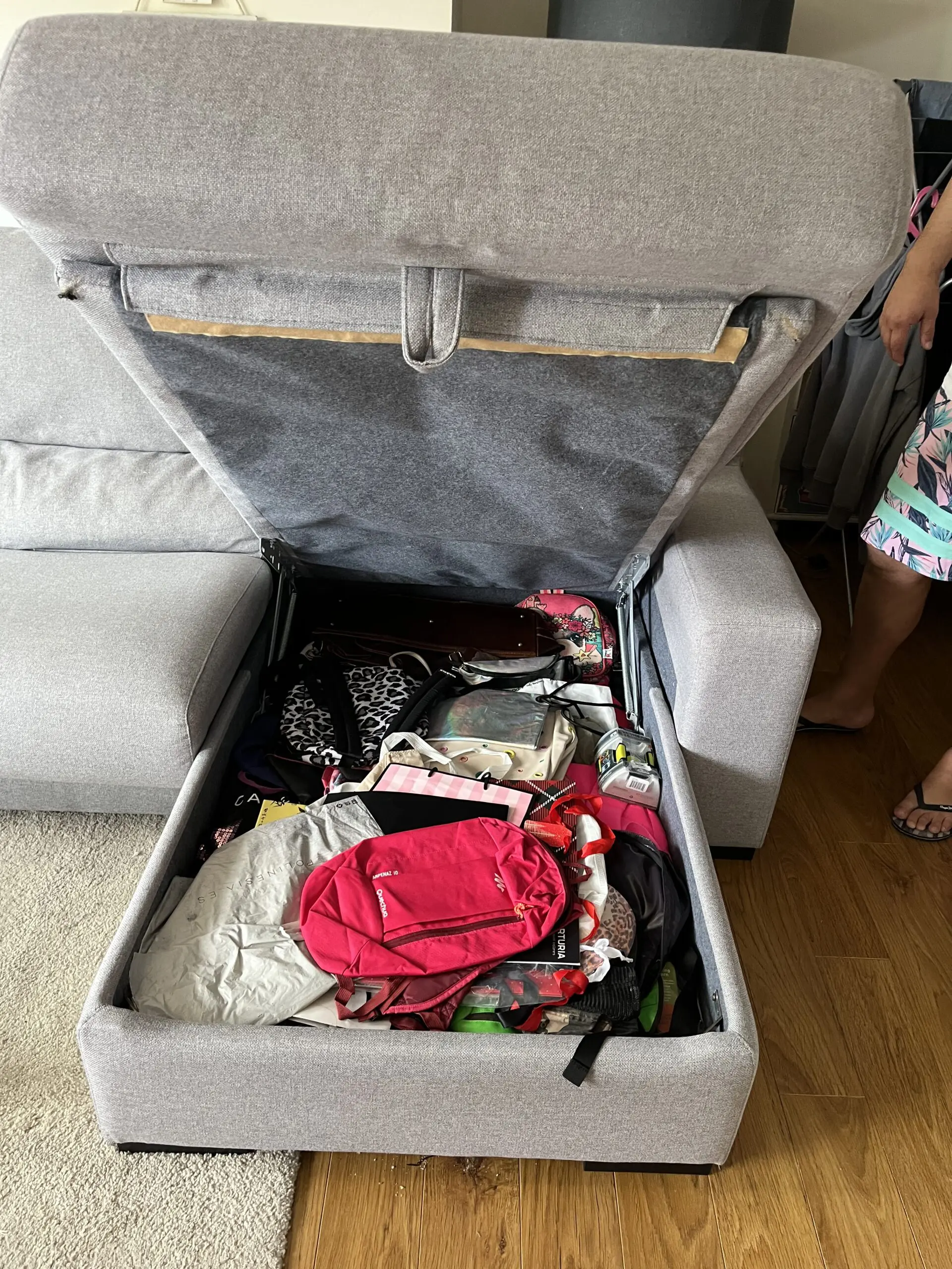 Sofa bed with storage and stools