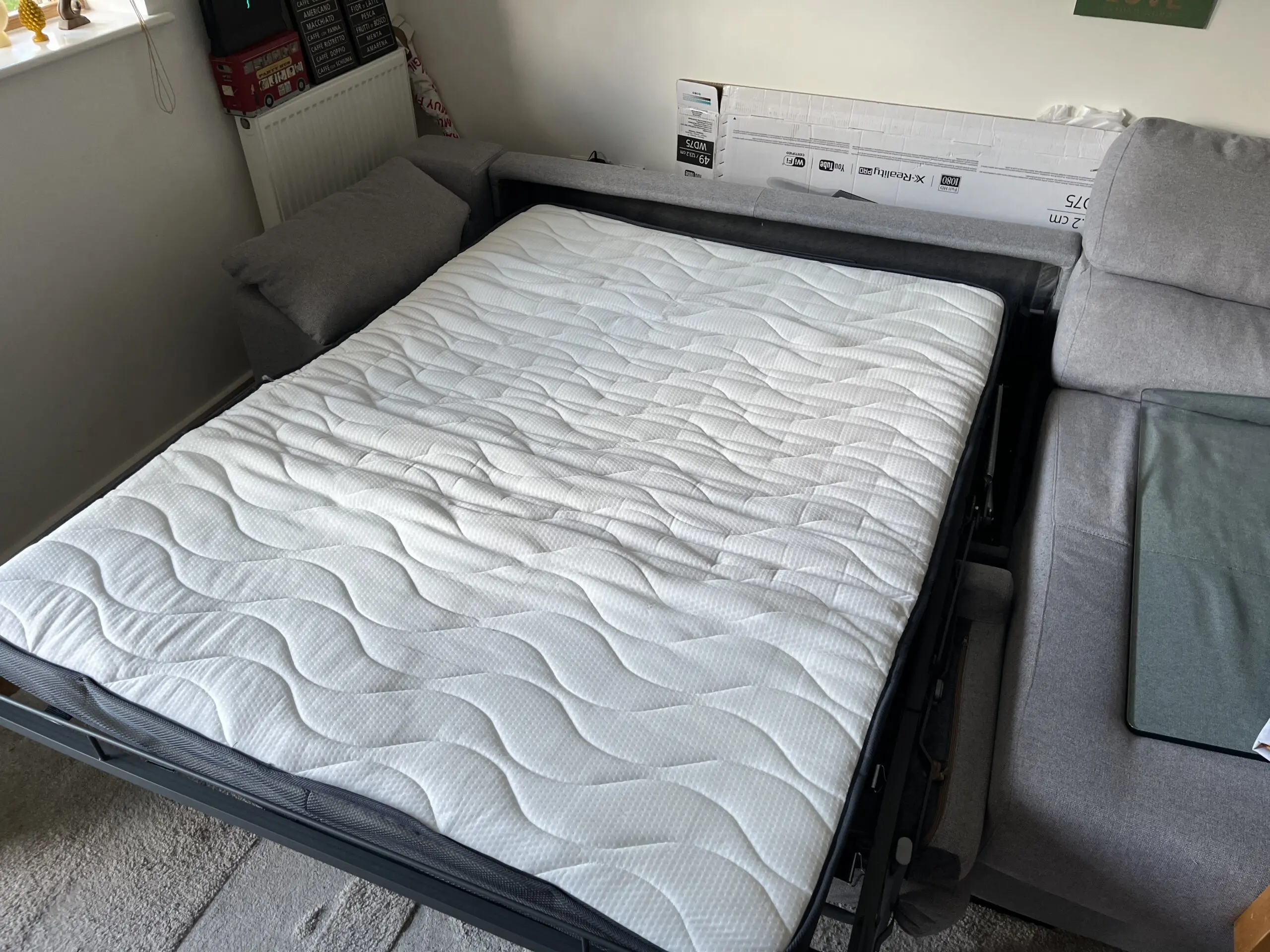 Sofa bed with storage and stools