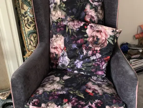 Velvet floral sofa and chair set