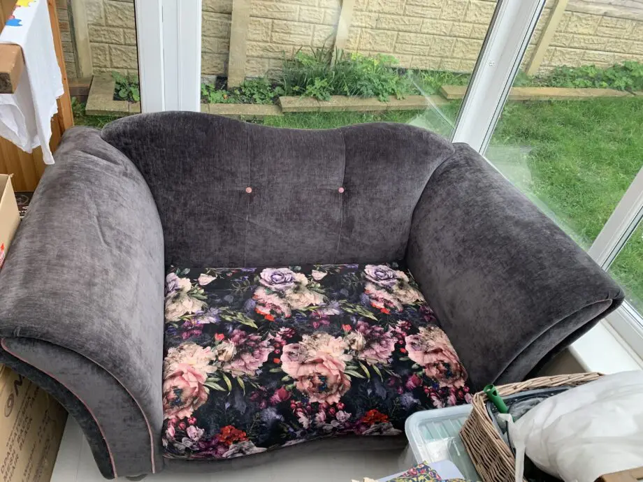 Velvet floral sofa and chair set