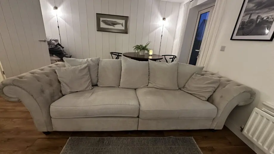 Sofa Club Windsor 4-Seater scatter back in Stone with footstool