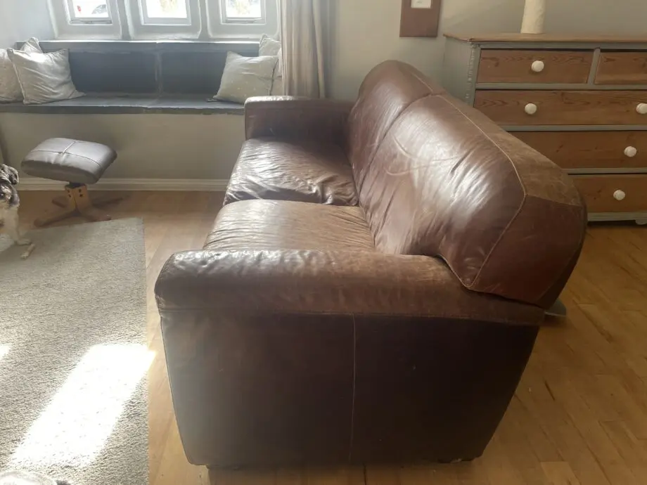 Vintage brown old leather sofa x 2