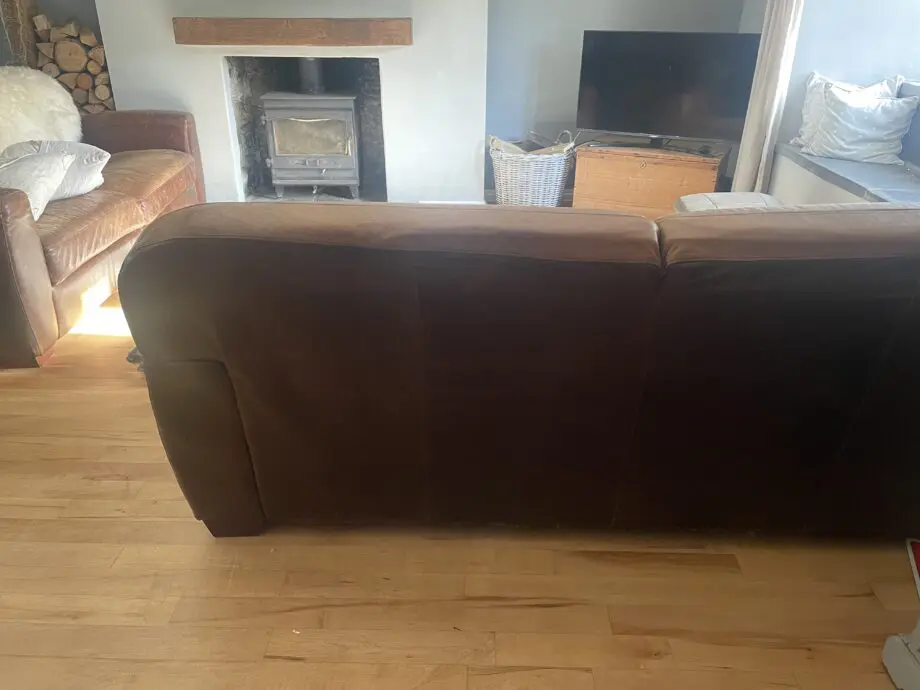 Vintage brown old leather sofa x 2