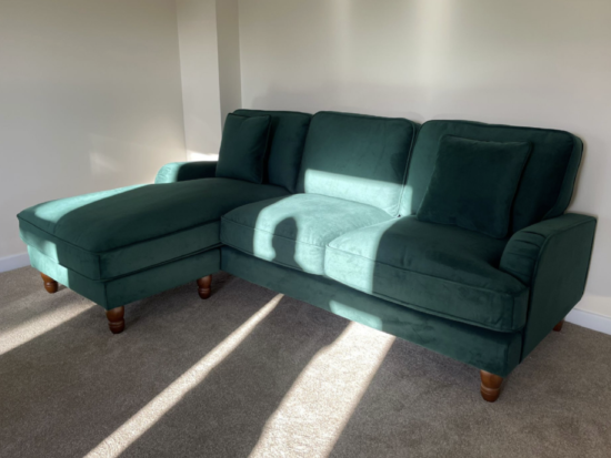 Beatrice Matte Green Velvet Corner Sofa