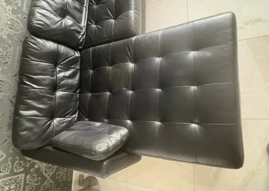 Dwell black leather L-Shaped sofa