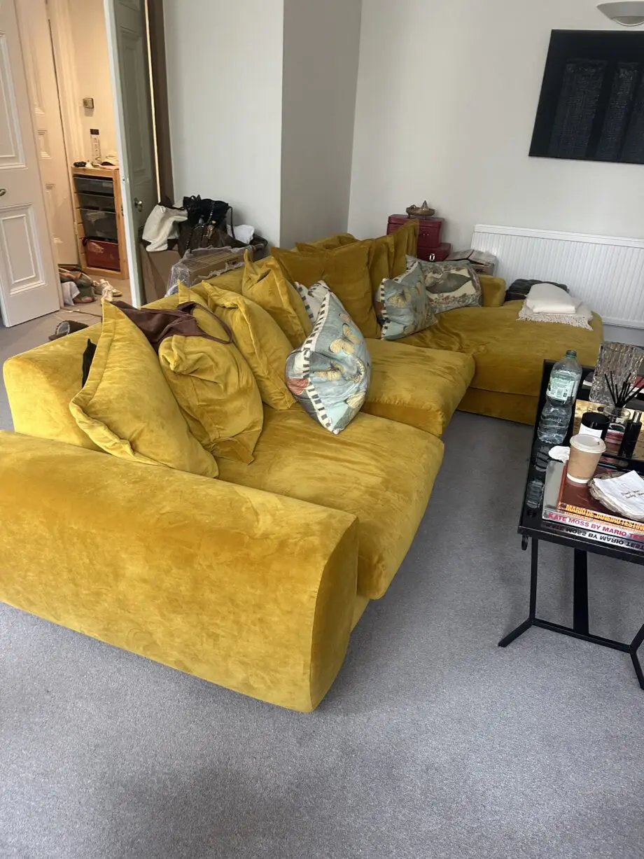 Loaf, Yellow (Honey Pot), in Clever Velvet Large right hand Wodge Modular Chaise Sofa