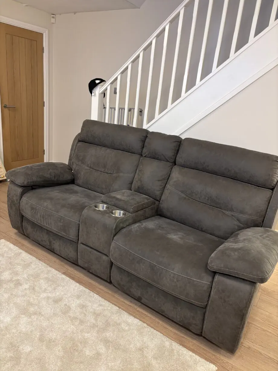 SCS charcoal grey Alexander electric recliner sofa + storage footstool