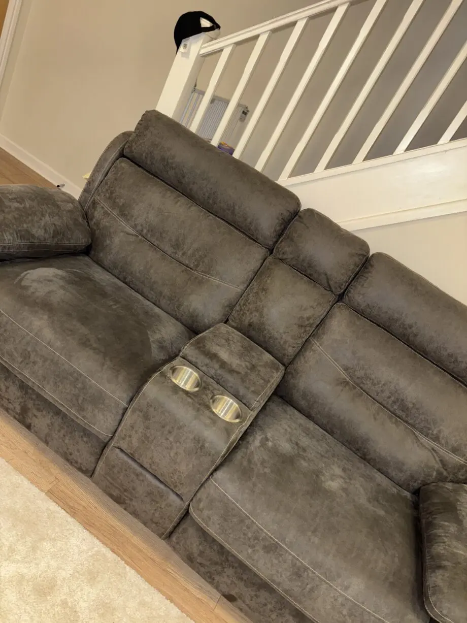 SCS charcoal grey Alexander electric recliner sofa + storage footstool