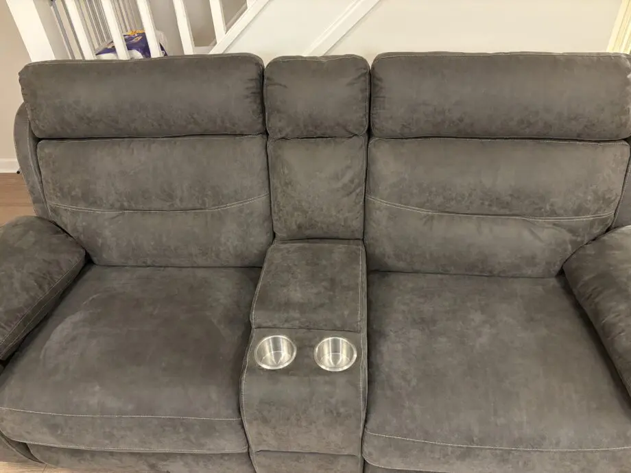 SCS charcoal grey Alexander electric recliner sofa + storage footstool