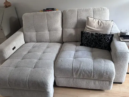 Dfs beige/oatmeal 3 seater slider sofa and armchair set