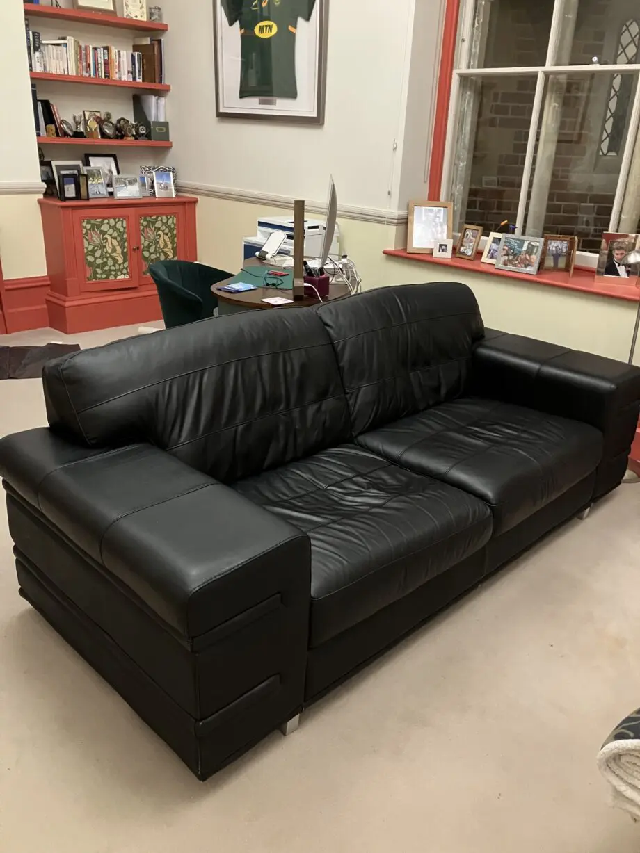 DFS Black leather sofa