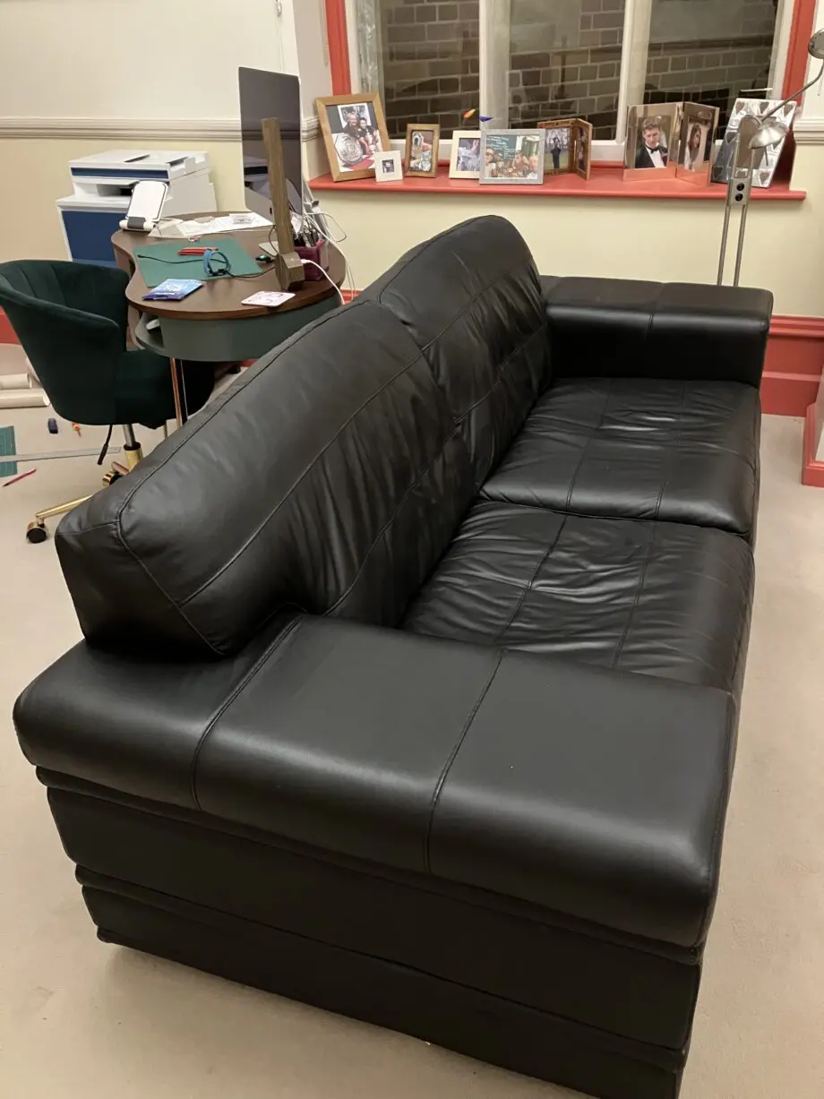 DFS Black leather sofa