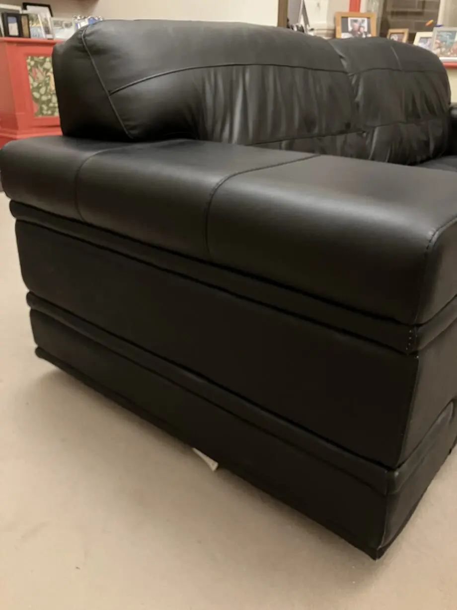 DFS Black leather sofa