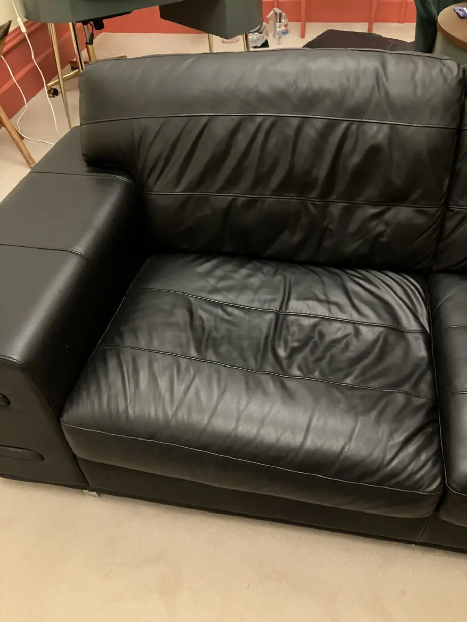 DFS Black leather sofa