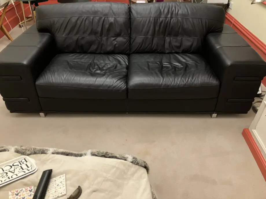 DFS Black leather sofa
