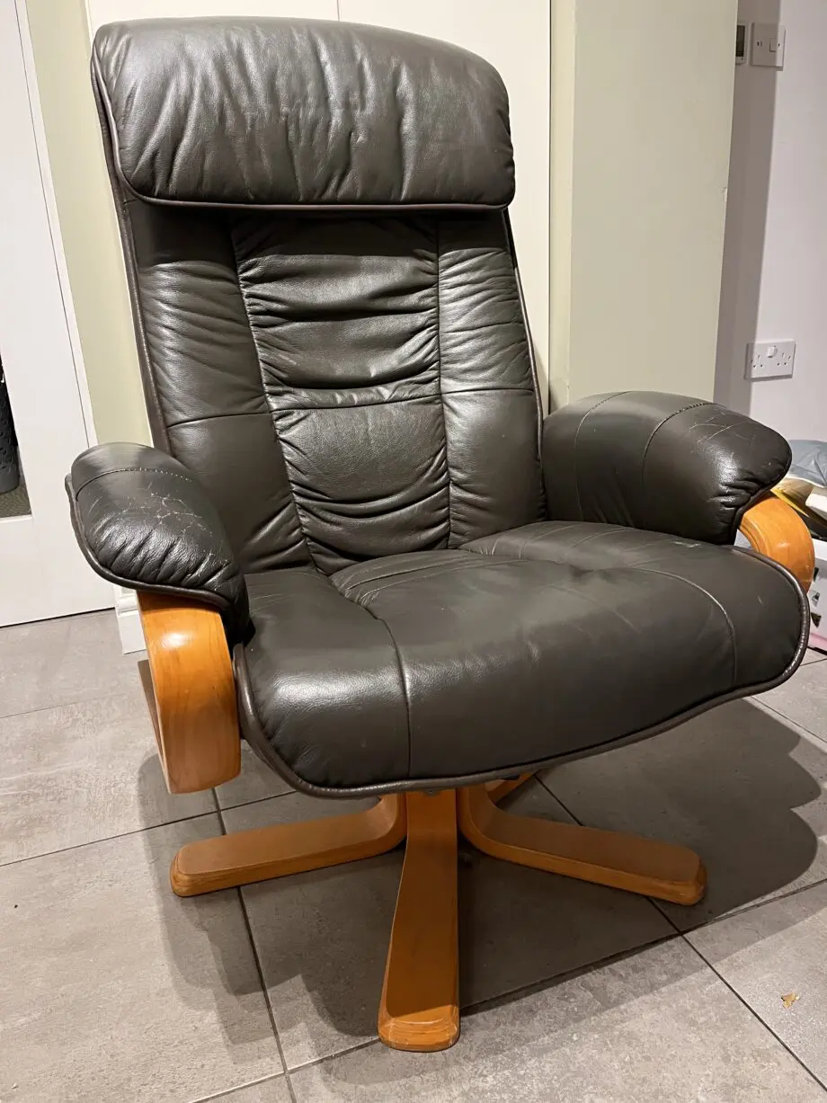 Green leather swivel chair