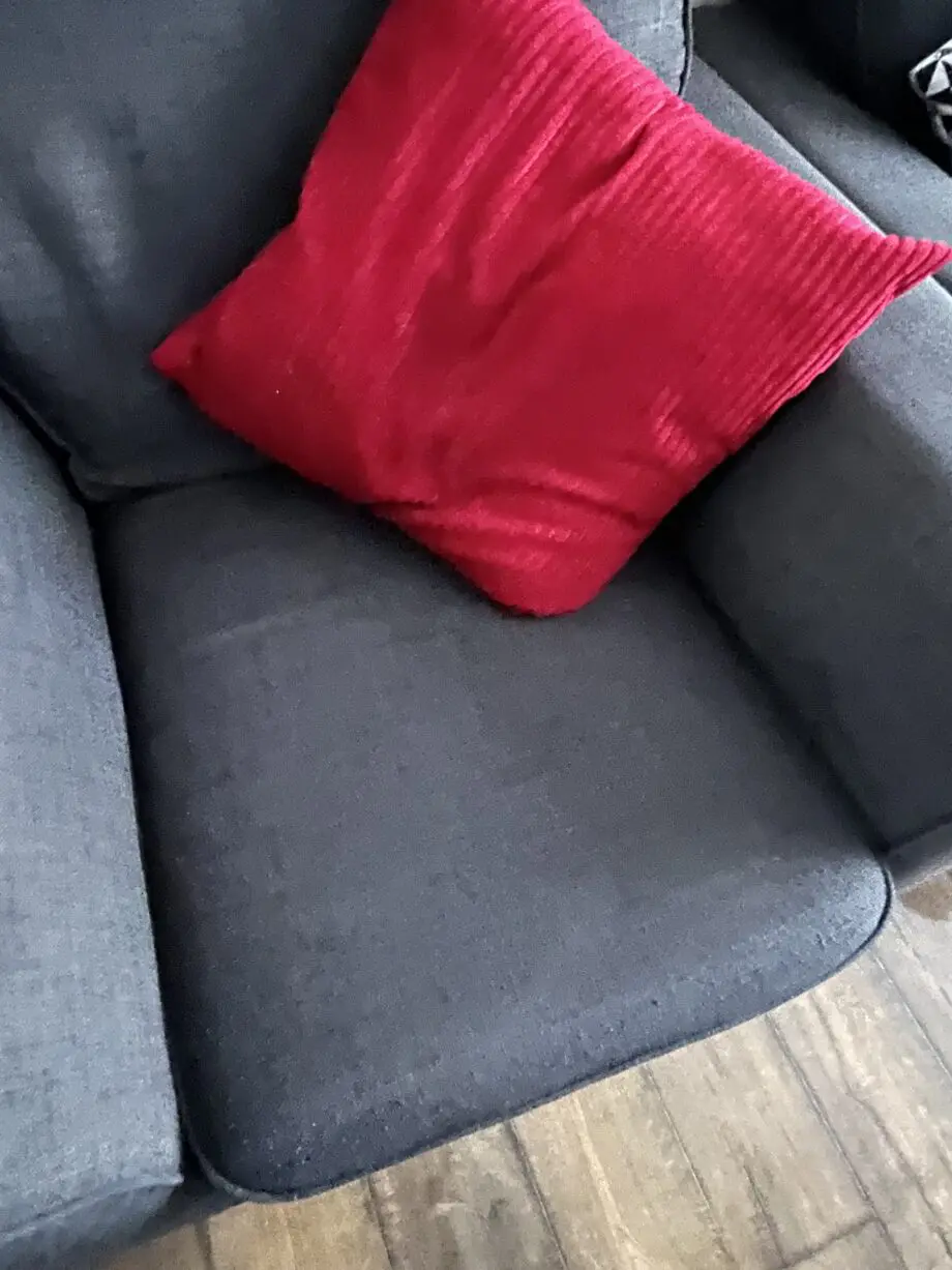DFS charcoal sofa, two sofa chair and a footstool.