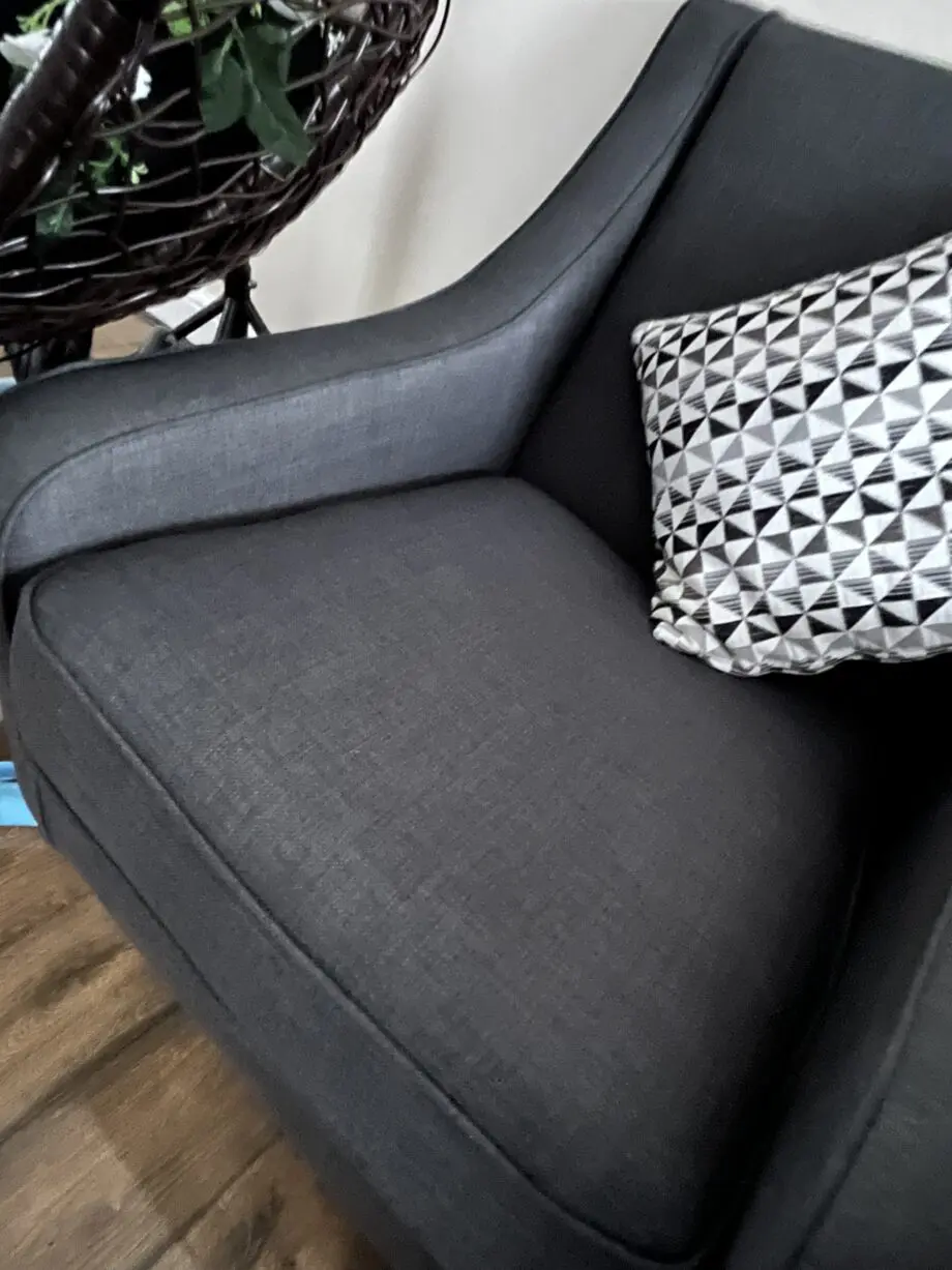 DFS charcoal sofa, two sofa chair and a footstool.