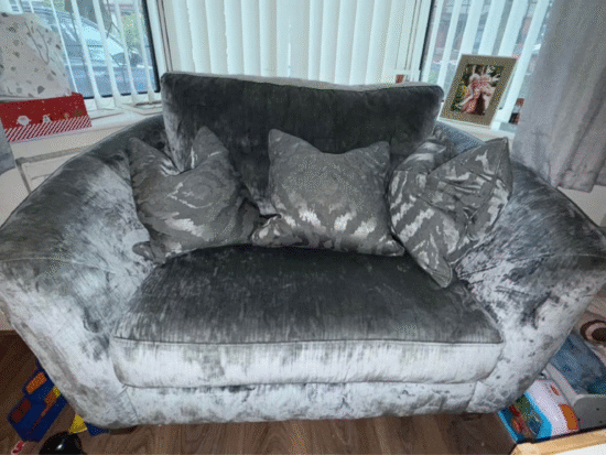 Grey love seat
