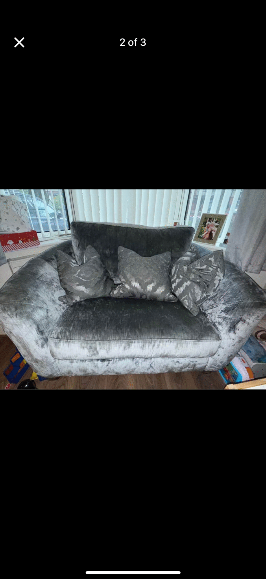 Grey love seat