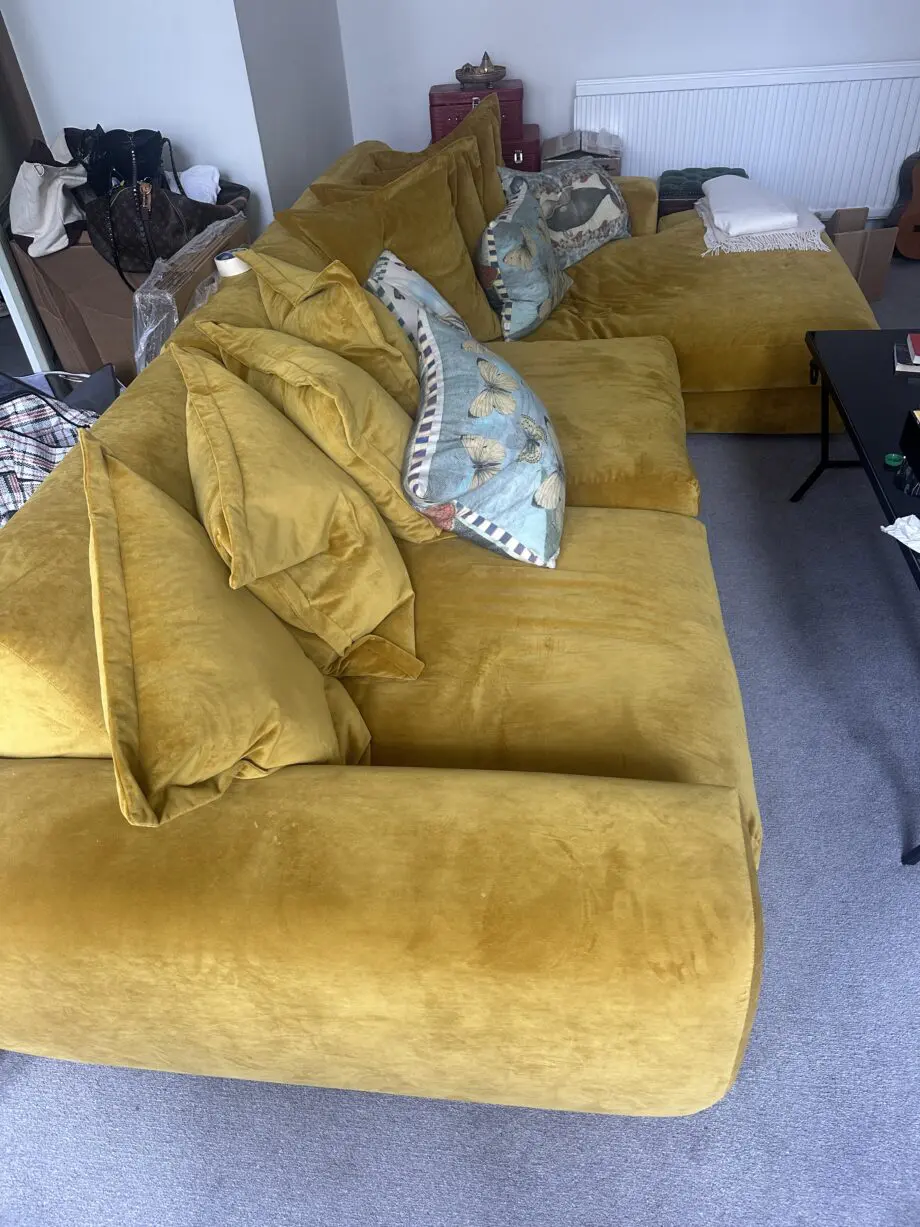 Loaf, Yellow (Honey Pot), in Clever Velvet Large right hand Wodge Modular Chaise Sofa