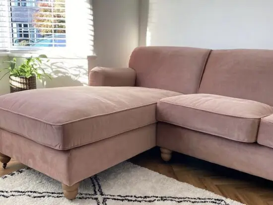 MADE Orson pink velvet left hand facing sofa