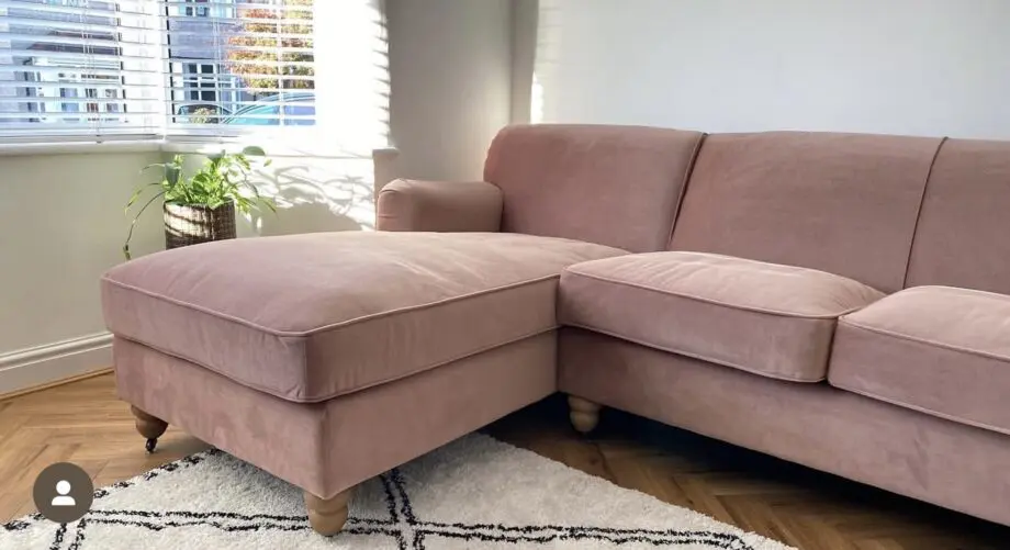 MADE Orson pink velvet left hand facing sofa