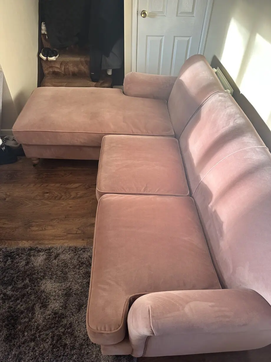 MADE Orson pink velvet left hand facing sofa