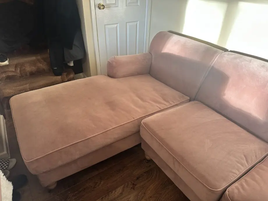MADE Orson pink velvet left hand facing sofa