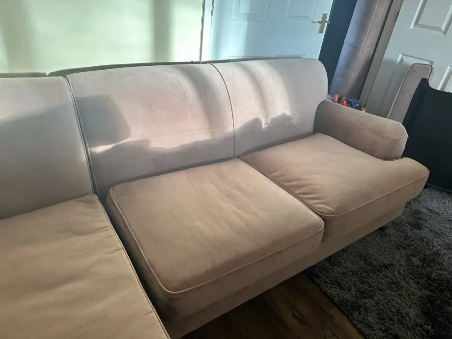 MADE Orson pink velvet left hand facing sofa