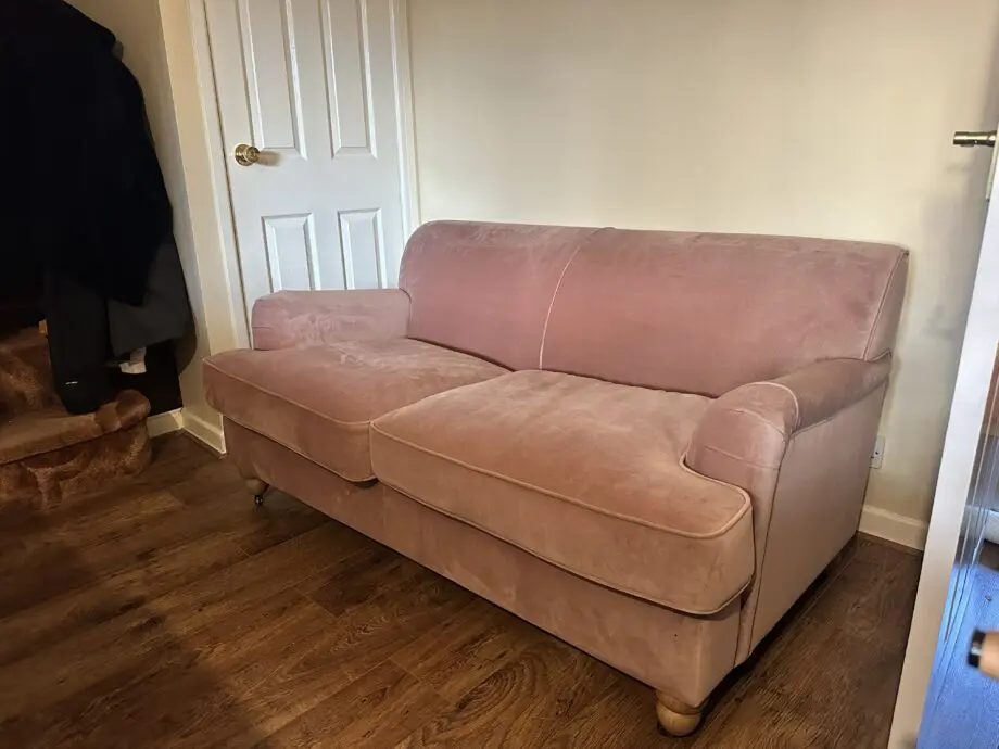 MADE Orson pink velvet 2 seater sofa