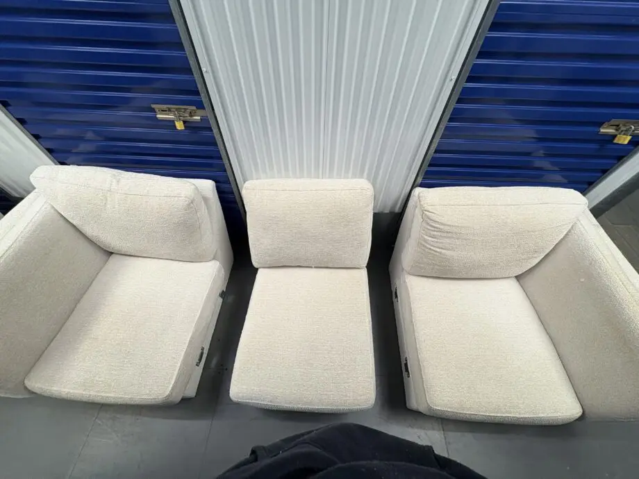DFS Boucle Ivory 3 seater and swivel chair