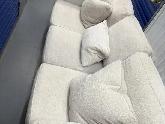 DFS Boucle Ivory 3 seater and swivel chair