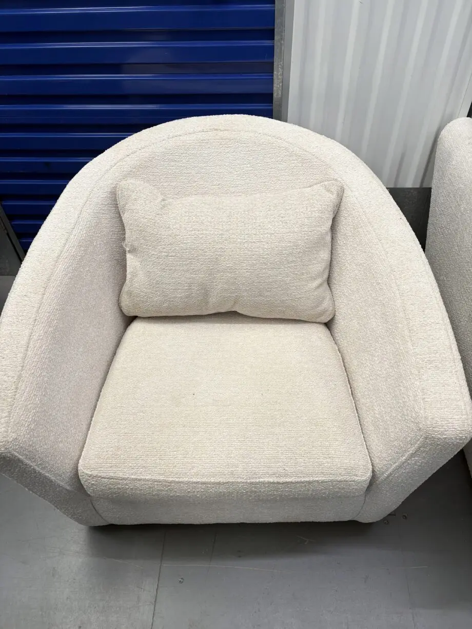 DFS Boucle Ivory 3 seater and swivel chair
