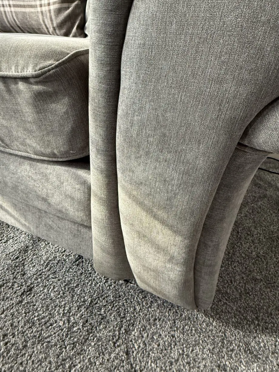 Grey Chesterfield style sofa and arm chair