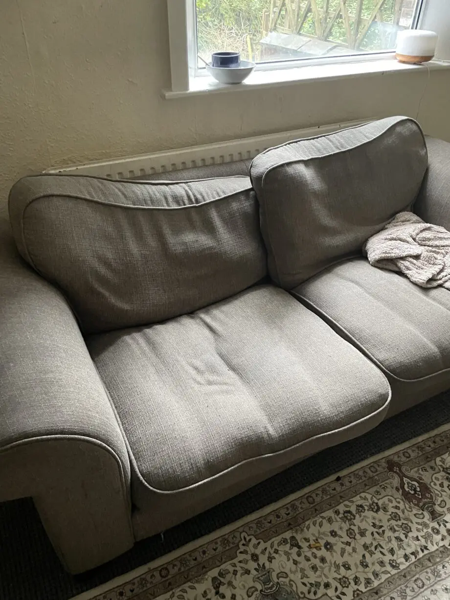 Three sofas two similar and one leather