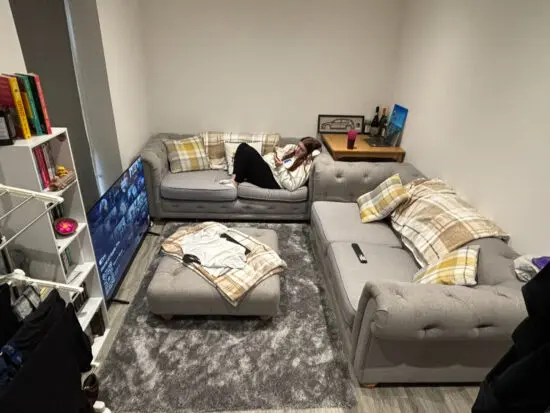 DFS Grey 2 Seater Sofas set X2 with large Foot stall