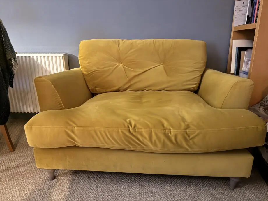 DFS Patterdale Velvet Sofa in Turmeric