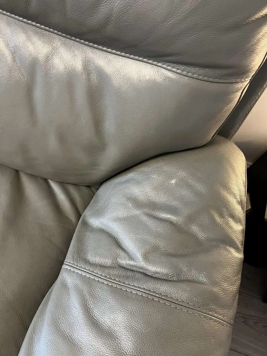 Sofology Grey Leather 3 seater, 2 seater and foot stool with storage