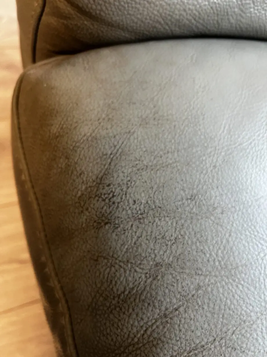 Sofology Grey Leather 3 seater, 2 seater and foot stool with storage