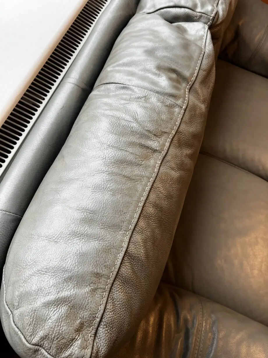 Sofology Grey Leather 3 seater, 2 seater and foot stool with storage