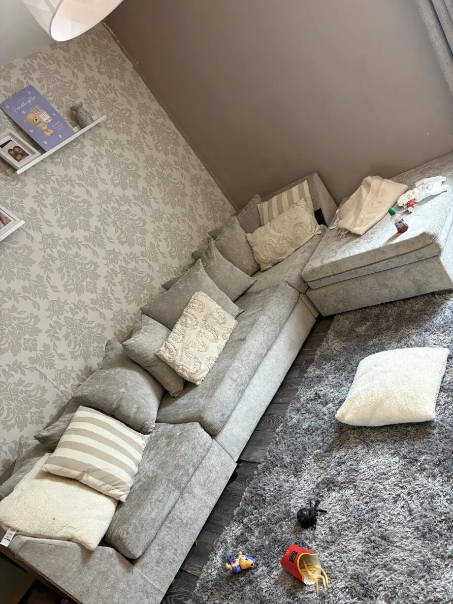 Beige u shaped sofa