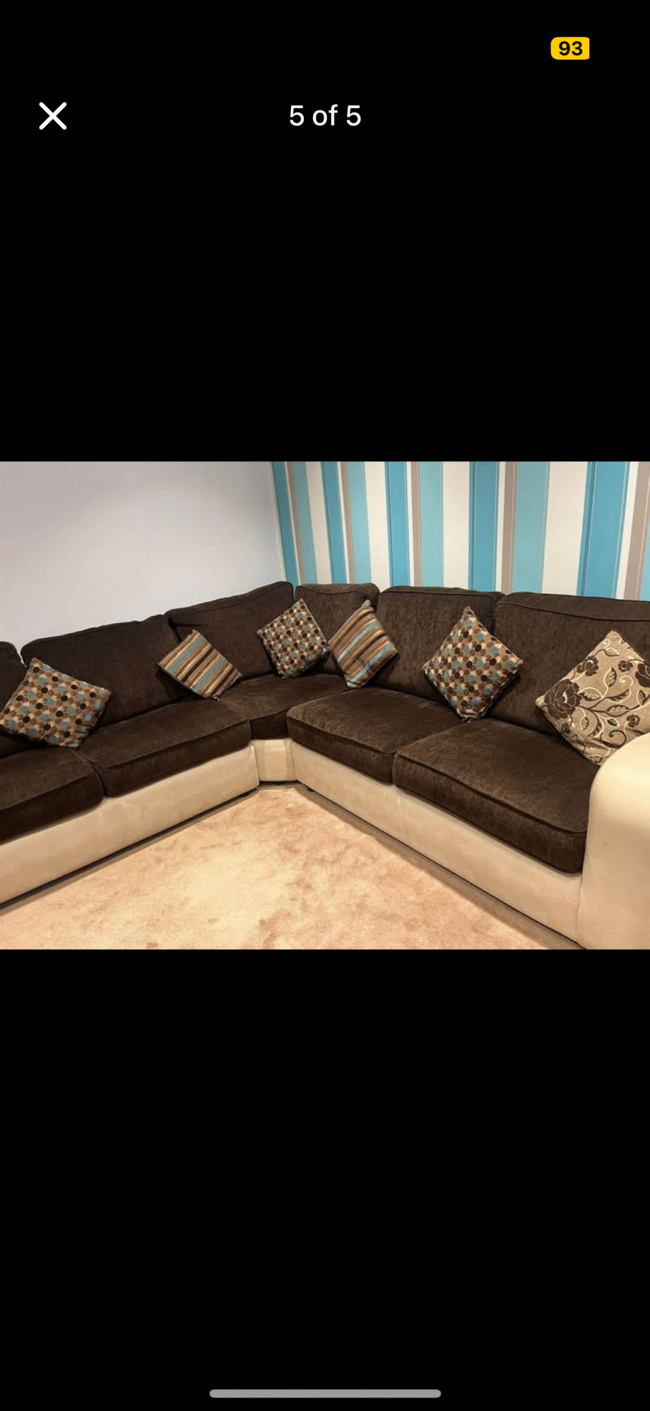 Brown & Cream Corner Sofa Set