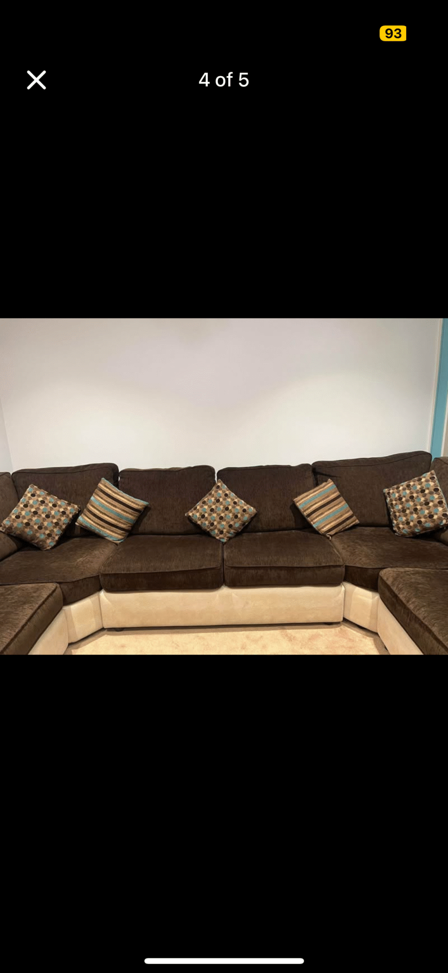 Brown & Cream Corner Sofa Set