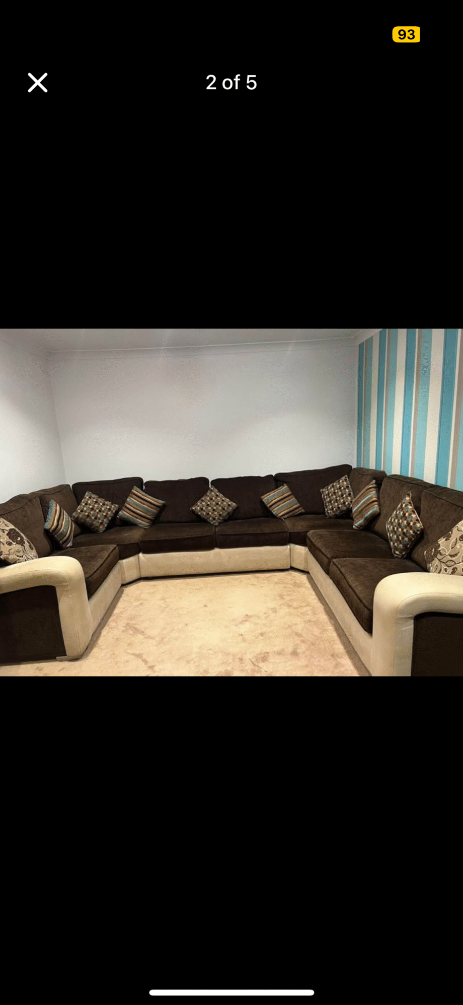 Brown & Cream Corner Sofa Set