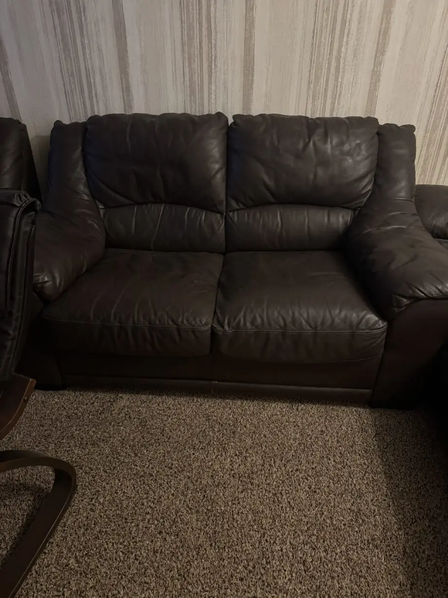 Real leather chocolate brown 2seater sofas
