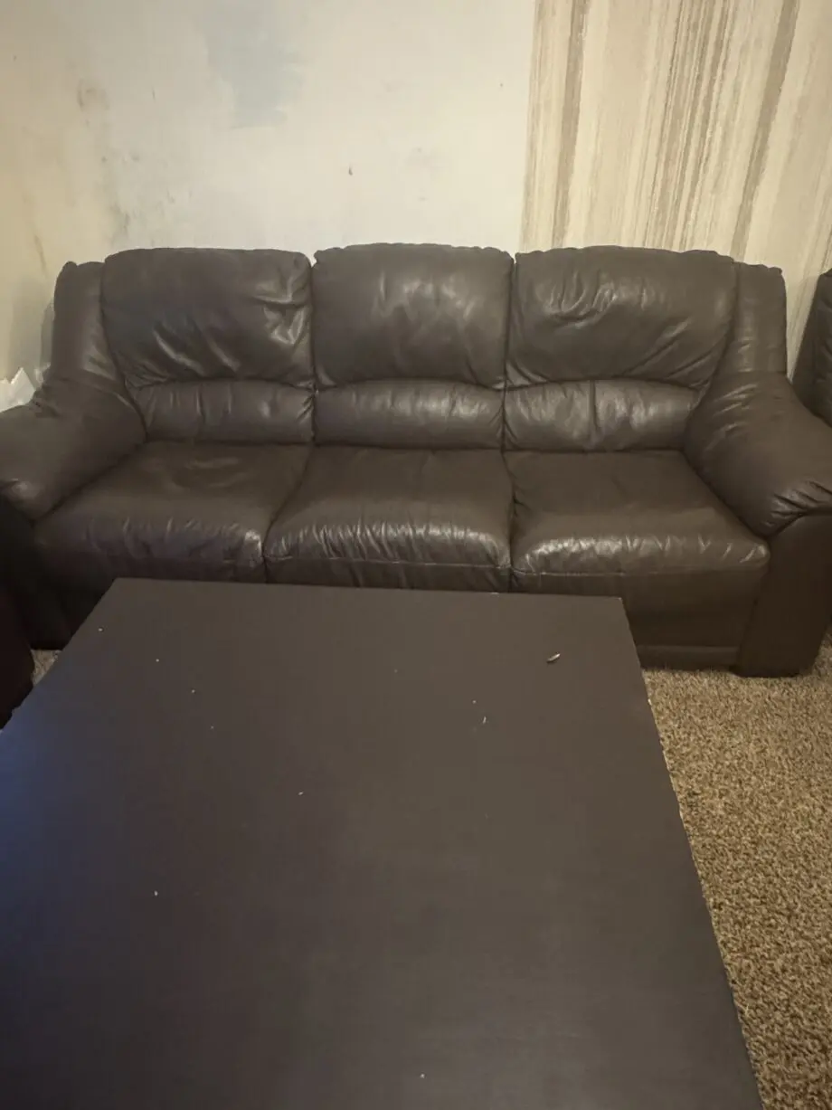 Real leather chocolate brown 2seater sofas